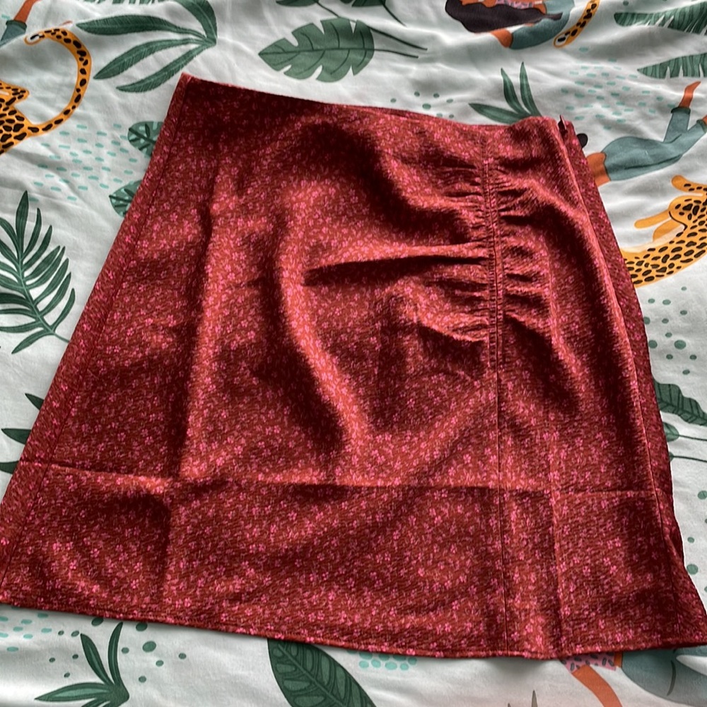 Hammered Satin Ruched Mini Skirt